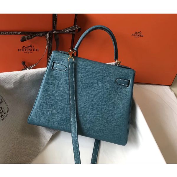 HERM Kelly 28cm Bag In Blue Jean GHW