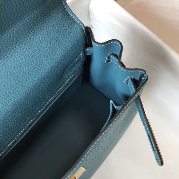 HERM Kelly 28cm Bag In Blue Jean GHW