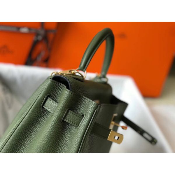 HERM Kelly 28cm Bag In Canopee Clemence Leather GHW