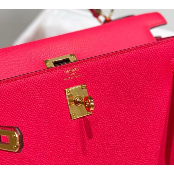 HERM Kelly 28cm Bag In Rose Extreme Epsom Leather GHW