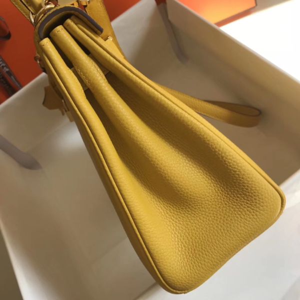 HERM Kelly 32cm Bag In Yellow Clemence Leather GHW