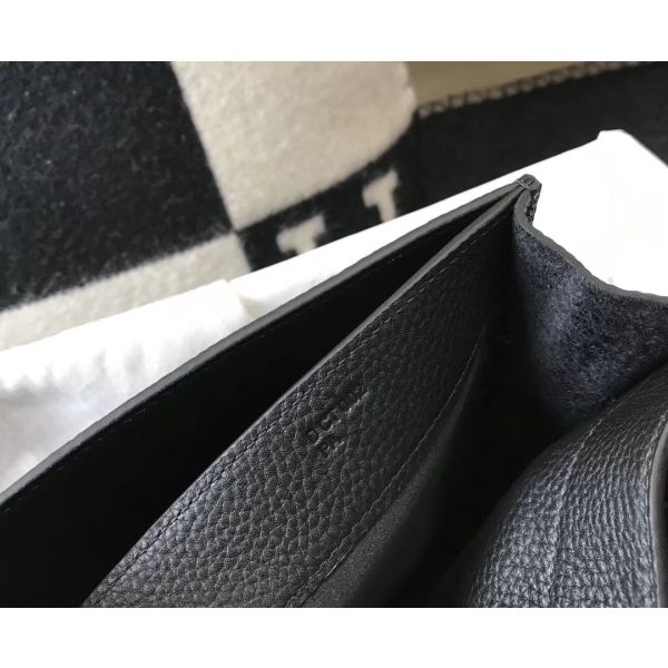 HERM Kelly Depeche 38 Briefcase In Black Calfskin