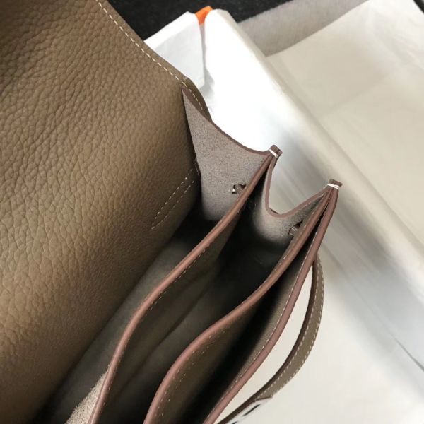 HERM Kelly Depeche 38 Briefcase In Taupe Calfskin