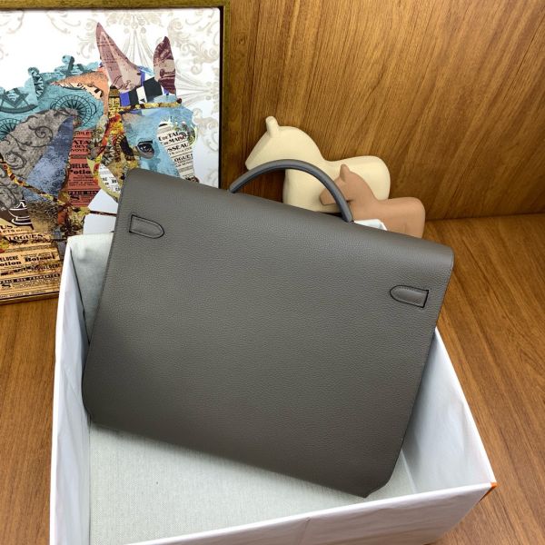 HERM Kelly Depeches 36 Briefcase in Etain Clemence Leather