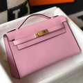 HERM Kelly Pochette Bag In Mauve Sylvestre Epsom Leather