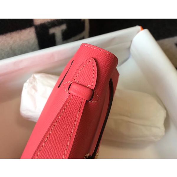 HERM Kelly Pochette Bag In Rose Lipstick Epsom Leather