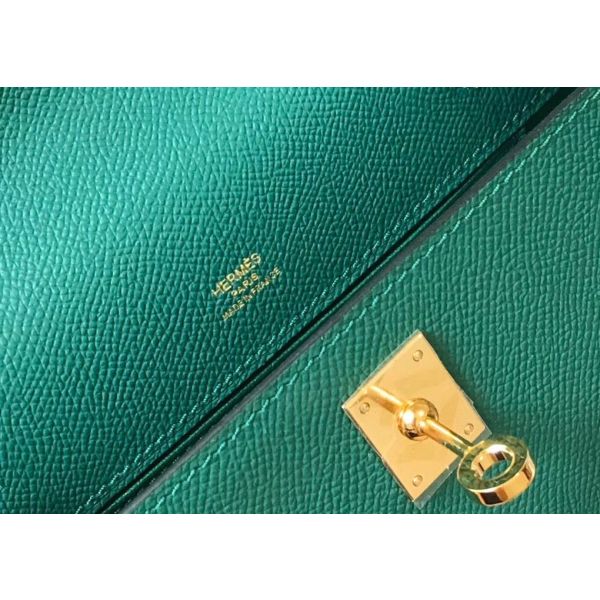 HERM Kelly Pochette Bag In Vert Veronese Epsom Leather
