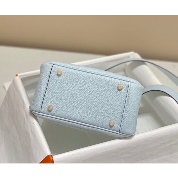HERM Lindy Mini Bag In Blue Brume Clemence Leather GHW