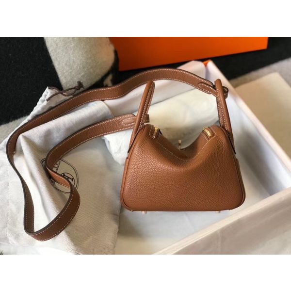 HERM Lindy Mini Bag In Gold Clemence Leather GHW