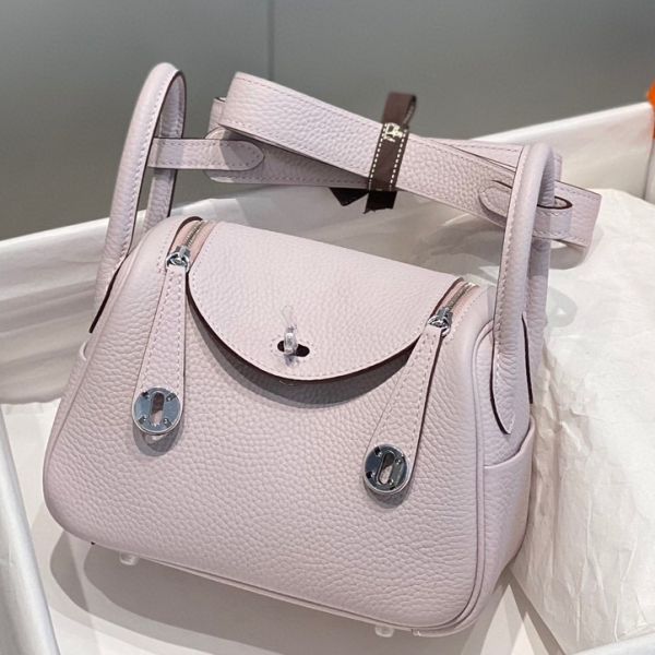 HERM Lindy Mini Bag In Mauve Pale Clemence Leather PHW