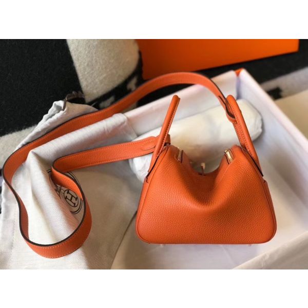 HERM Lindy Mini Bag In Orange Clemence Leather GHW