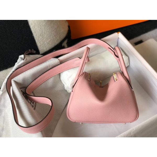 HERM Lindy Mini Bag In Pink Clemence Leather GHW