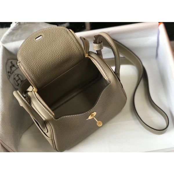 HERM Lindy Mini Bag In Tourterelle Clemence Leather GHW