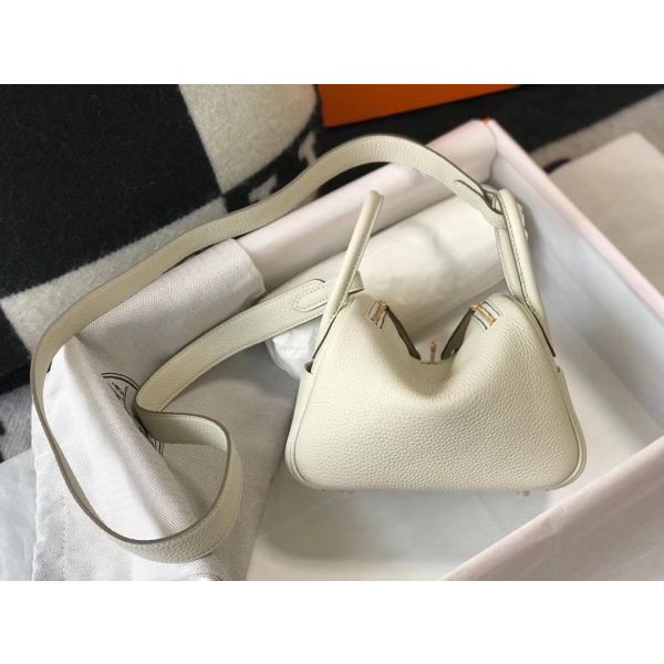 HERM Lindy Mini Bag In White Clemence Leather GHW