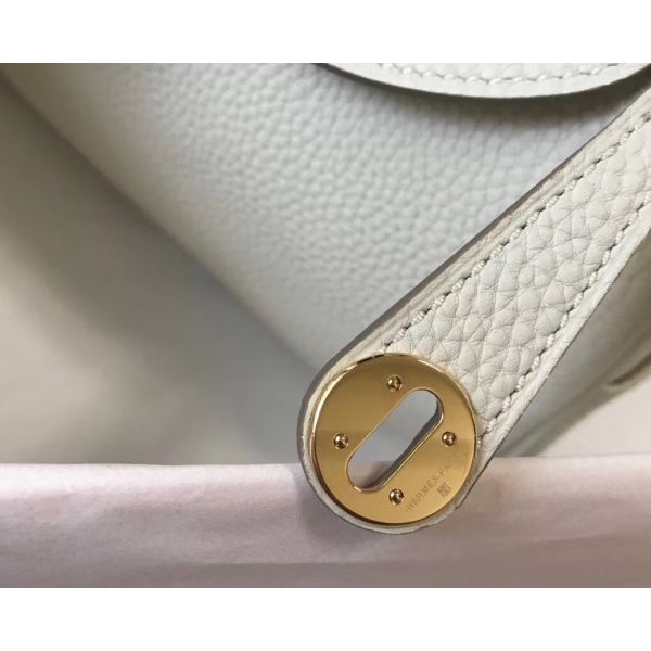 HERM Lindy Mini Bag In White Clemence Leather GHW