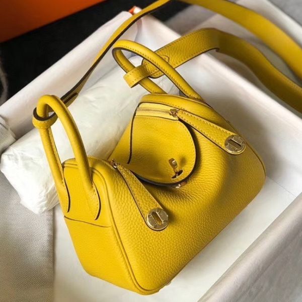 HERM Lindy Mini Bag In Yellow Clemence Leather GHW