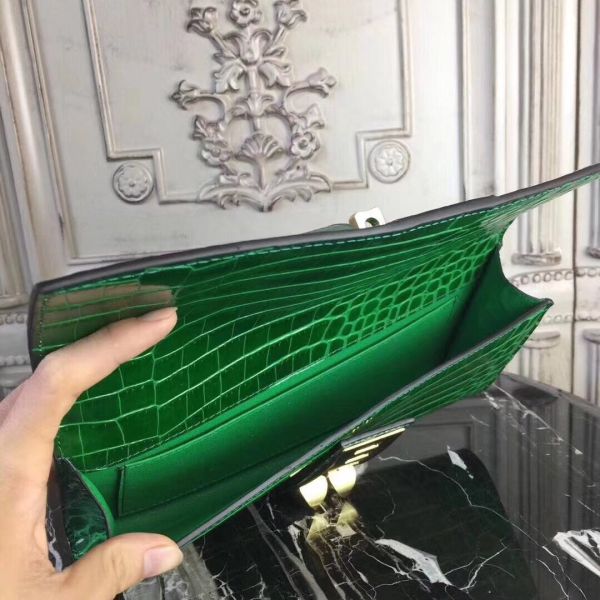 HERM Medor Clutch Bag In Bamboo Crocodile Leather