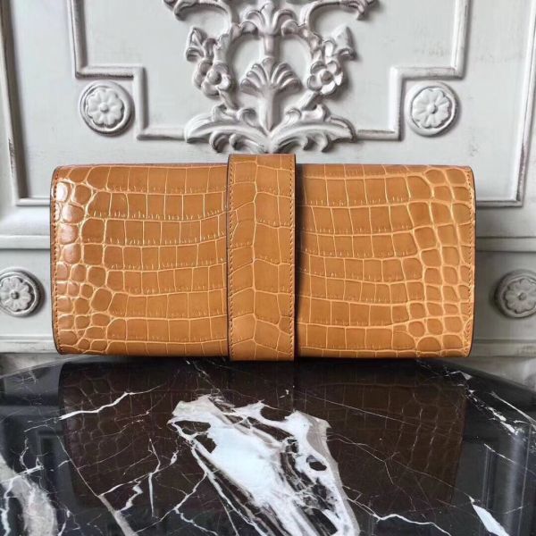 HERM Medor Clutch Bag In Camarel Crocodile Leather