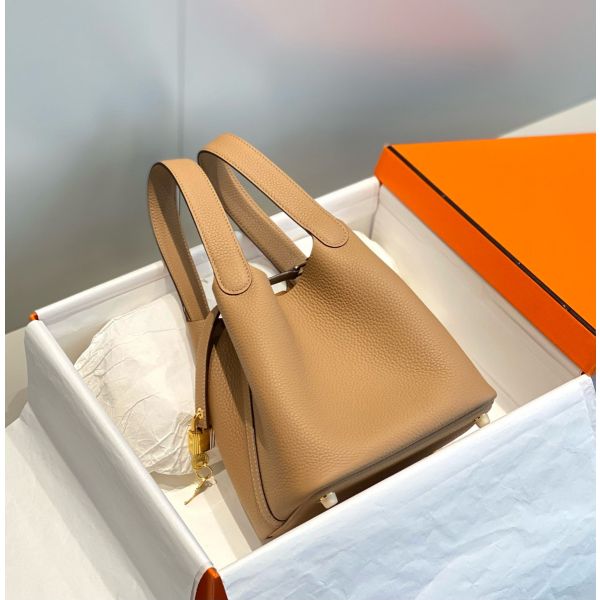 HERM Picotin Lock 18 Bag In Chai Clemence Leather