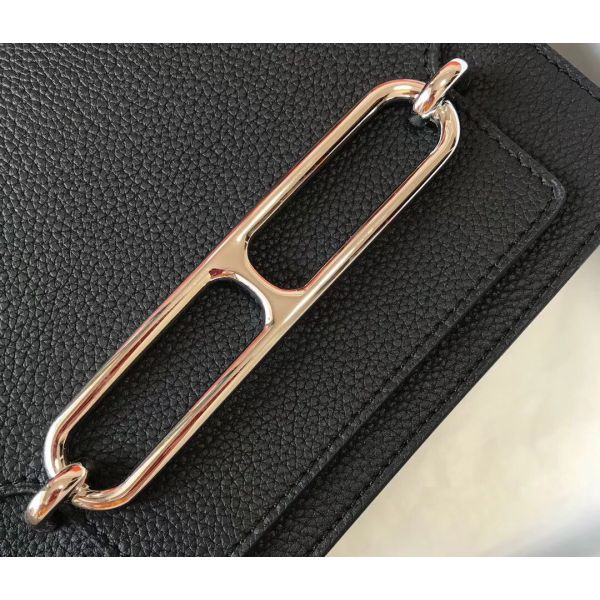 HERM Mini Sac Roulis 18cm Bag In Black Evercolor Calfskin