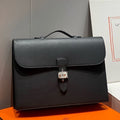 HERM Sac a Depeches 38 Briefcase in Black Clemence Leather
