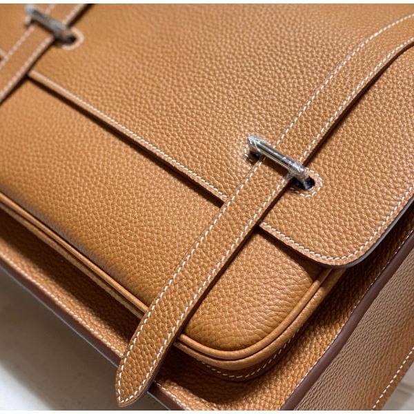 HERM Steve 30 Messenger Bag in Gold Clemence Leather