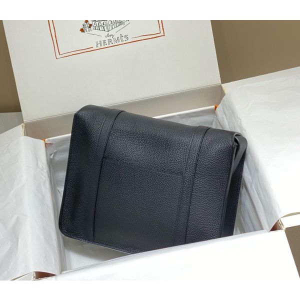 HERM Steve 30 Messenger Bag in Black Clemence Leather