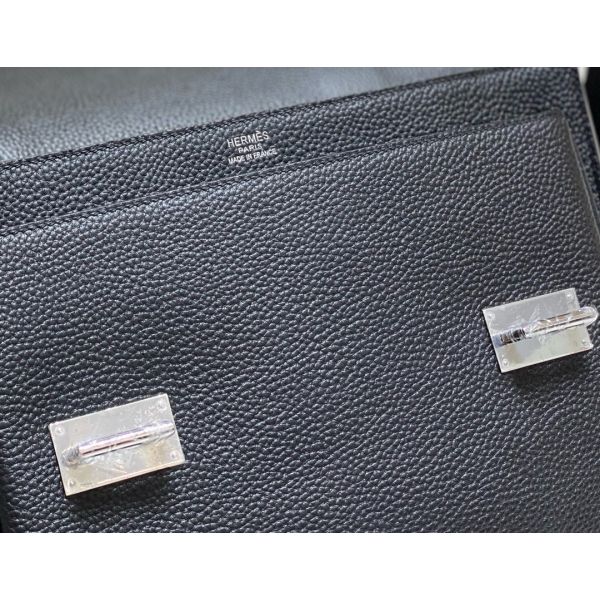 HERM Steve 30 Messenger Bag in Black Clemence Leather