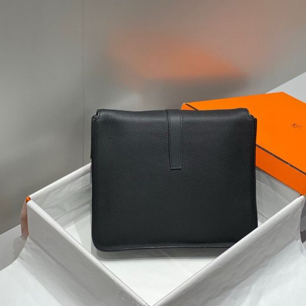 HERM Steve Light Junior Messenger Bag in Black Clemence Leather