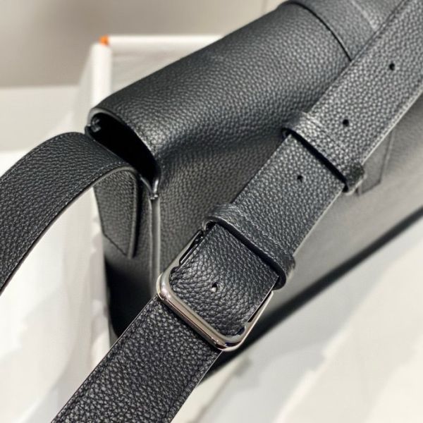 HERM Steve Light Junior Messenger Bag in Black Clemence Leather