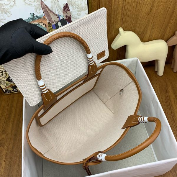 HERM Steeple 25 Bag in H Plume Canvas with Clic Clac Panoplie Equestre