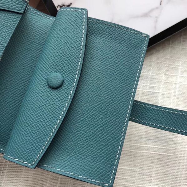 HERM Bearn Mini Wallet In Blue Jean Epsom Leather