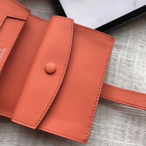 HERM Bearn Mini Wallet In Crevette Epsom Leather