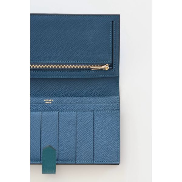HERM Bearn Verso Long Wallet in Vert Bosphore Epsom Calfskin