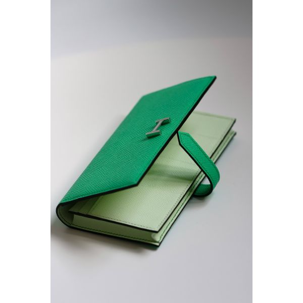 HERM Bearn Verso Long Wallet in Vert Comics Epsom Calfskin