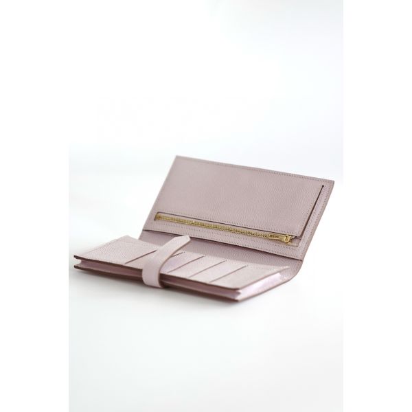 HERM Bearn Long Handmade Wallet in Mauve Pale Epsom Calfskin
