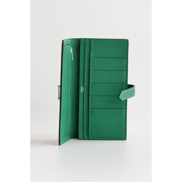HERM Bearn Long Handmade Wallet in Vert Vertigo Epsom Calfskin