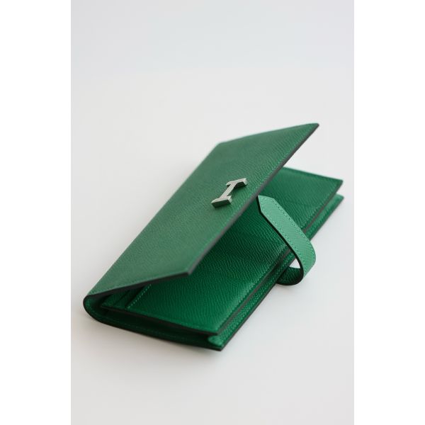 HERM Bearn Long Handmade Wallet in Vert Vertigo Epsom Calfskin