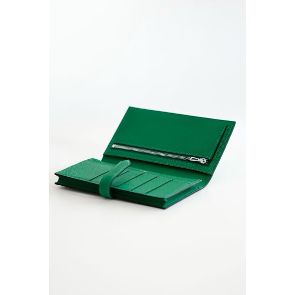 HERM Bearn Long Handmade Wallet in Vert Vertigo Epsom Calfskin