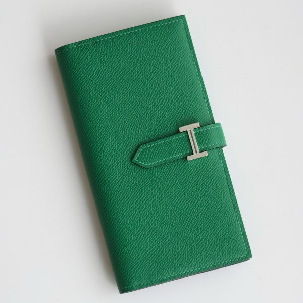 HERM Bearn Long Handmade Wallet in Vert Vertigo Epsom Calfskin