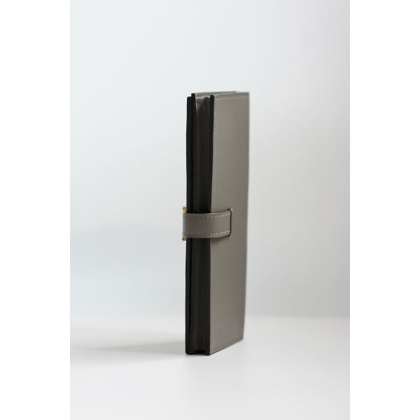 HERM Bearn Long Handmade Wallet in Etain Swift Calfskin