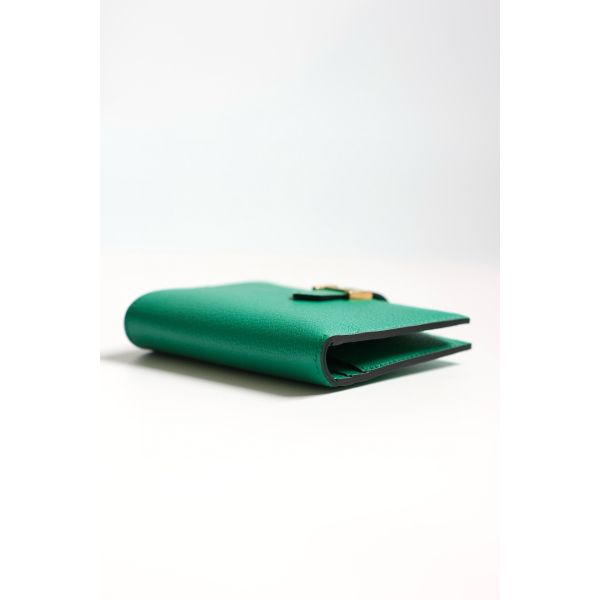 HERM Bearn Compact Handmade Wallet in Vert Jade Chevre Mysore Goatskin