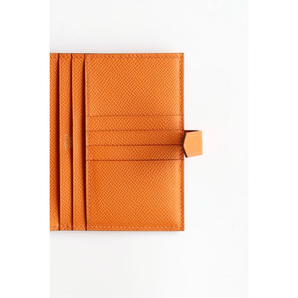 HERM Bearn Compact Handmade Wallet in Orange Epsom Calfskin