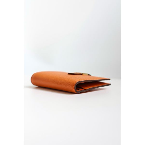 HERM Bearn Compact Handmade Wallet in Orange Epsom Calfskin