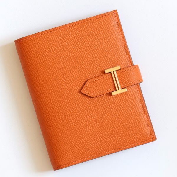 HERM Bearn Compact Handmade Wallet in Orange Epsom Calfskin