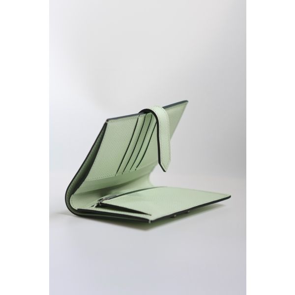 HERM Bearn Compact Handmade Wallet in Vert Fizz Epsom Calfskin