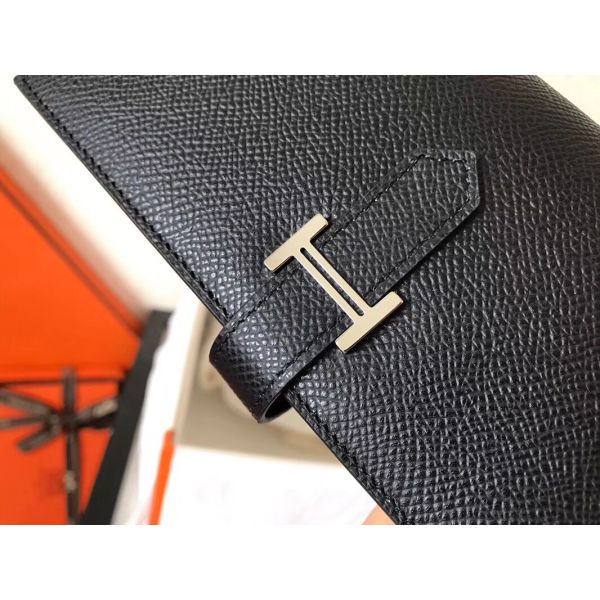 HERM Black Epsom Bearn Gusset Wallet