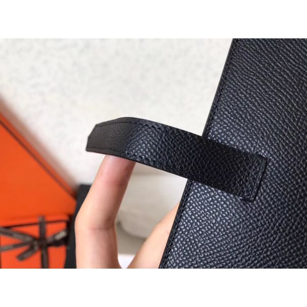 HERM Black Epsom Bearn Gusset Wallet