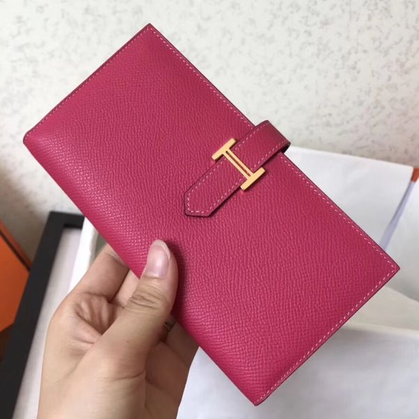 HERM Peach Epsom Bearn Gusset Wallet