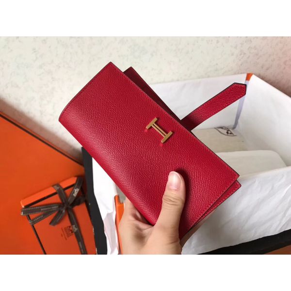 HERM Red Epsom Bearn Gusset Wallet